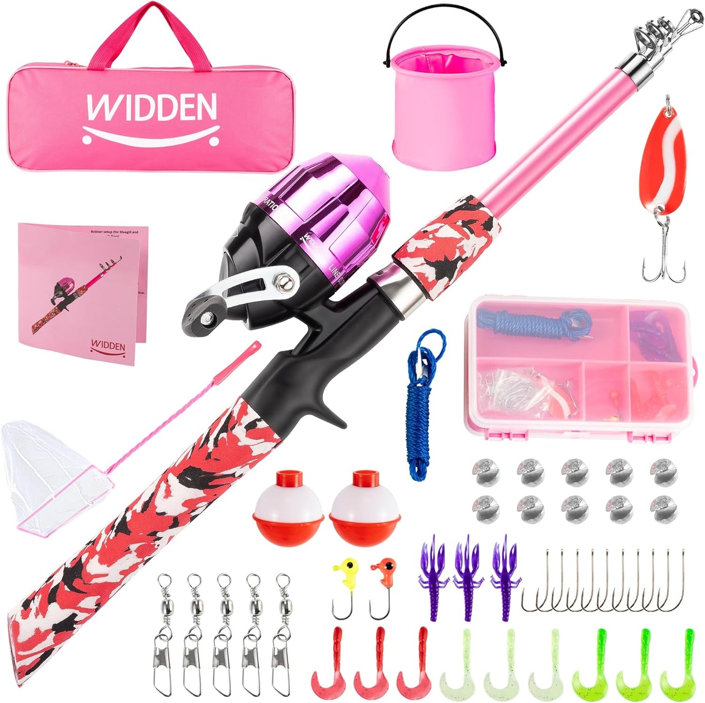Skiennix Kids Fishing Pole - Portable Telescopic Rod & Reel Combo with Tackle Box & Net | Ideal for Boys & Girls