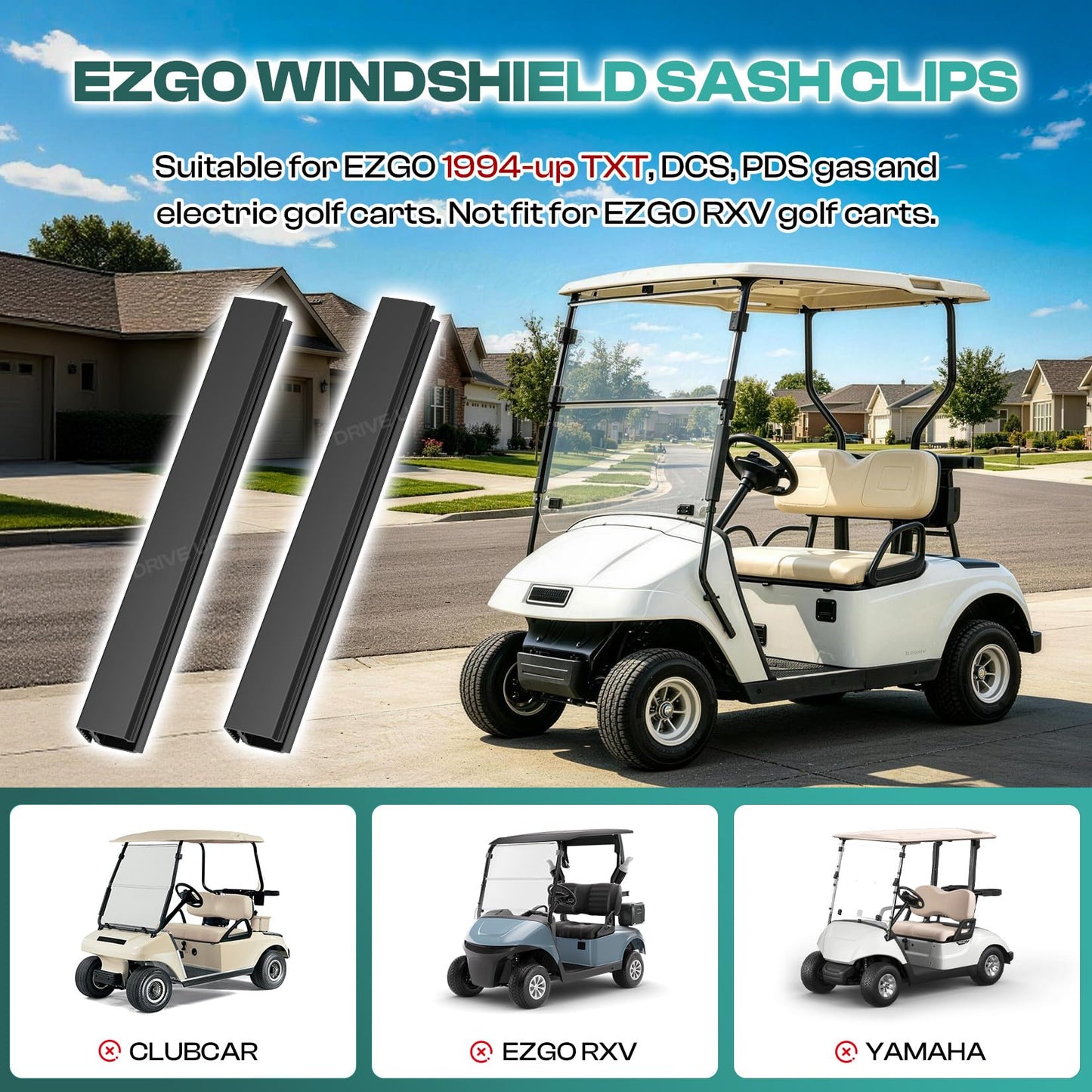 DRIVE UP Golf Cart Windshield Clips, EZGO Windshield Clips for EZGO 1994-up TXT, DCS, PDS Golf Carts, OEM EGWHC10