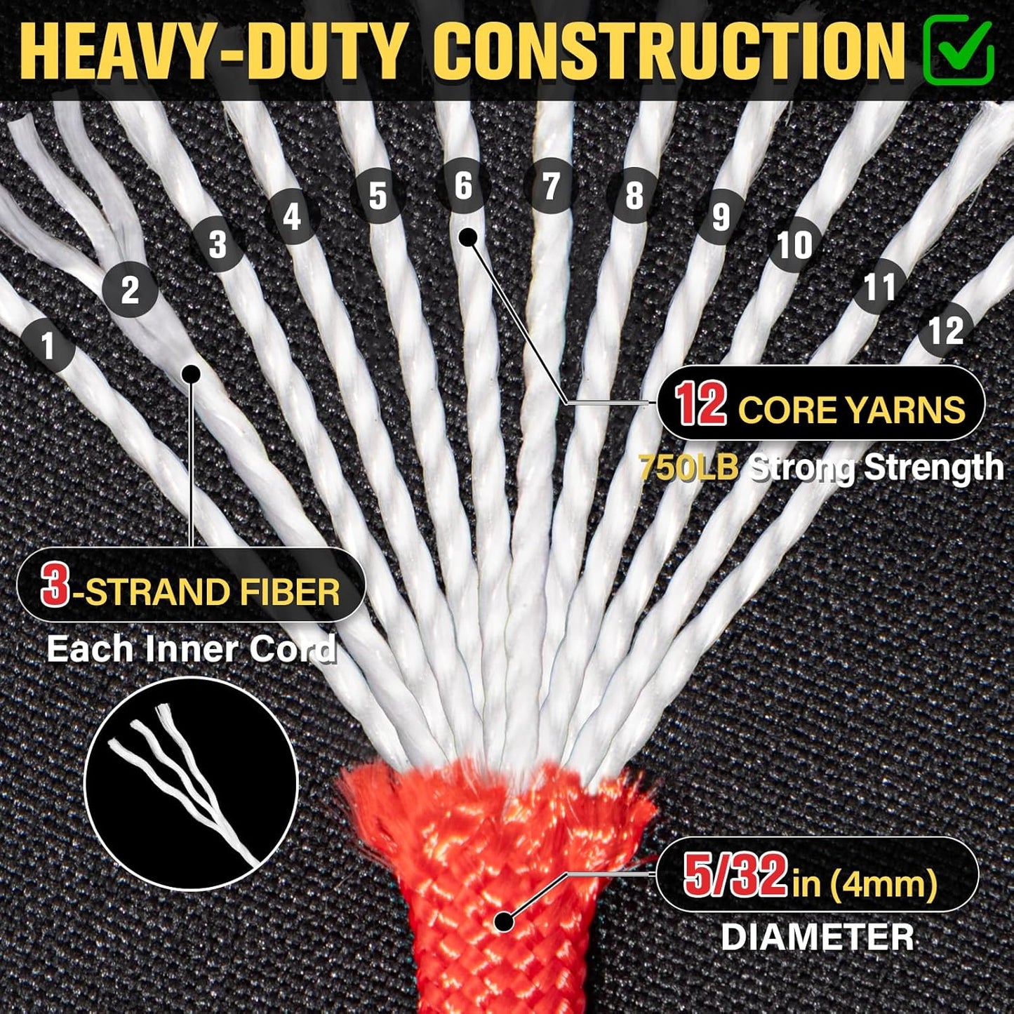 Paracord Rope 750 lb - 1000ft 5/32" Parachute Cord 4MM 12-Strand para Cord - Heavy Duty Spool String for Survival,Camping Gear, Survival Bracelet, Clothesline - Red