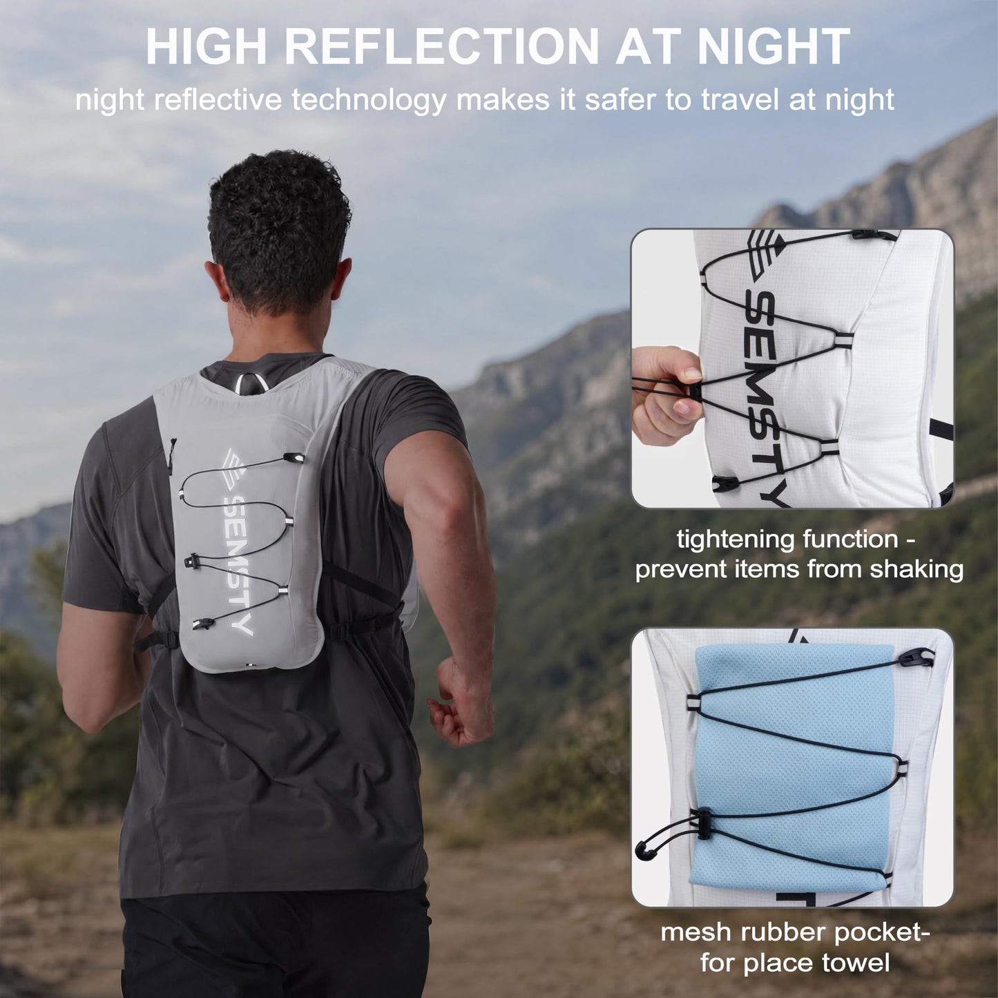 Semsty Hydration Vest 5L,Running Vest Pack with 1.5L Water Bladder,Lightweight Water Backpack for Hiking Running Cycling
