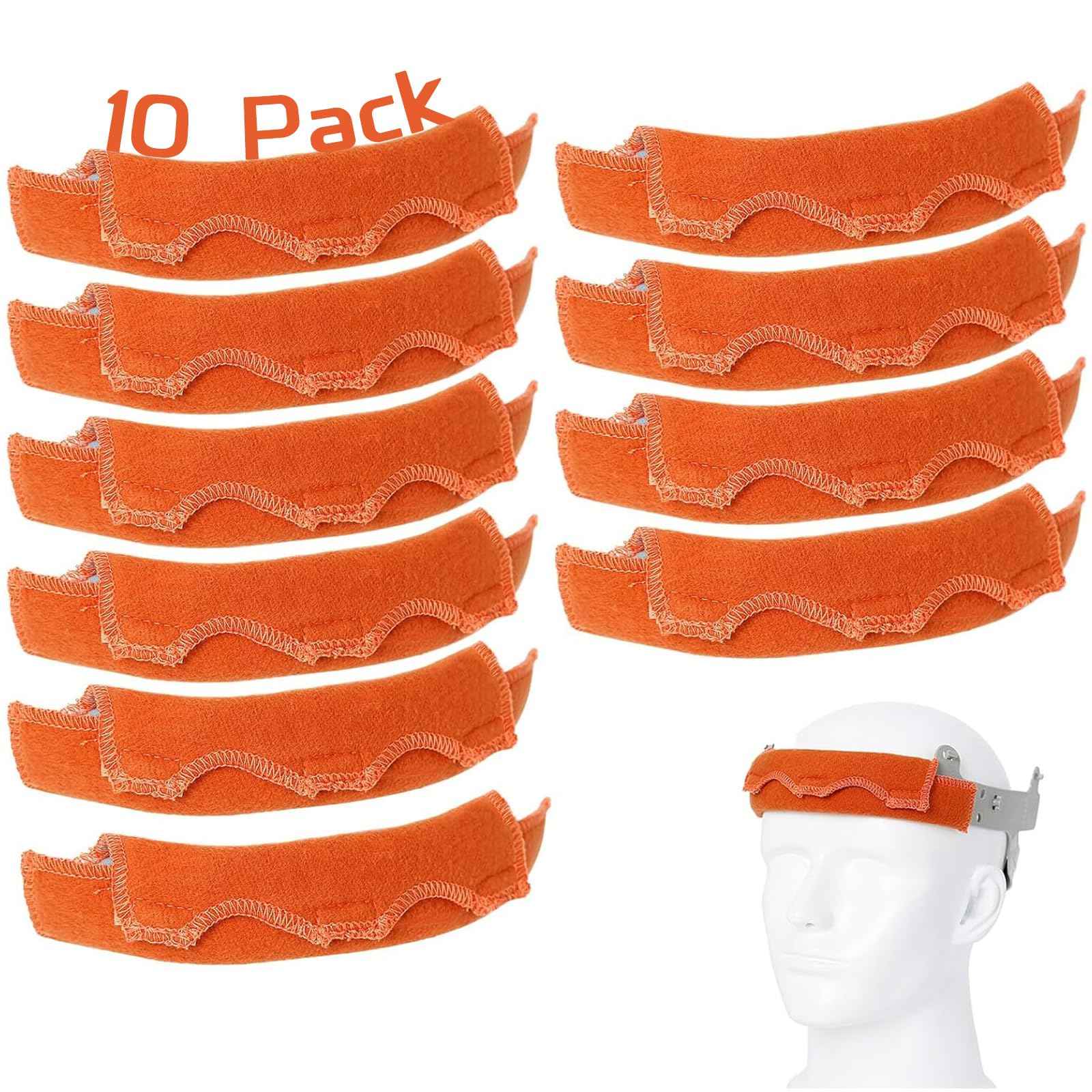 Aolamegs Safe Hard Hat Sweatband- 10PCS Sweat Bands Washable, Hard Hat Liner Replacement, Flame Retardant Cotton Hard Hat Accessories Sweat for Welding Helmet, Construction Hats, Chainsaw Helmet