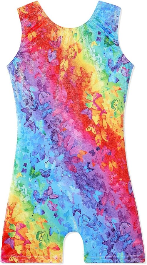Belovance Toddler Girls' Gymnastics Leotard - Sparkly Rainbow Dinosaur & Leopard Design