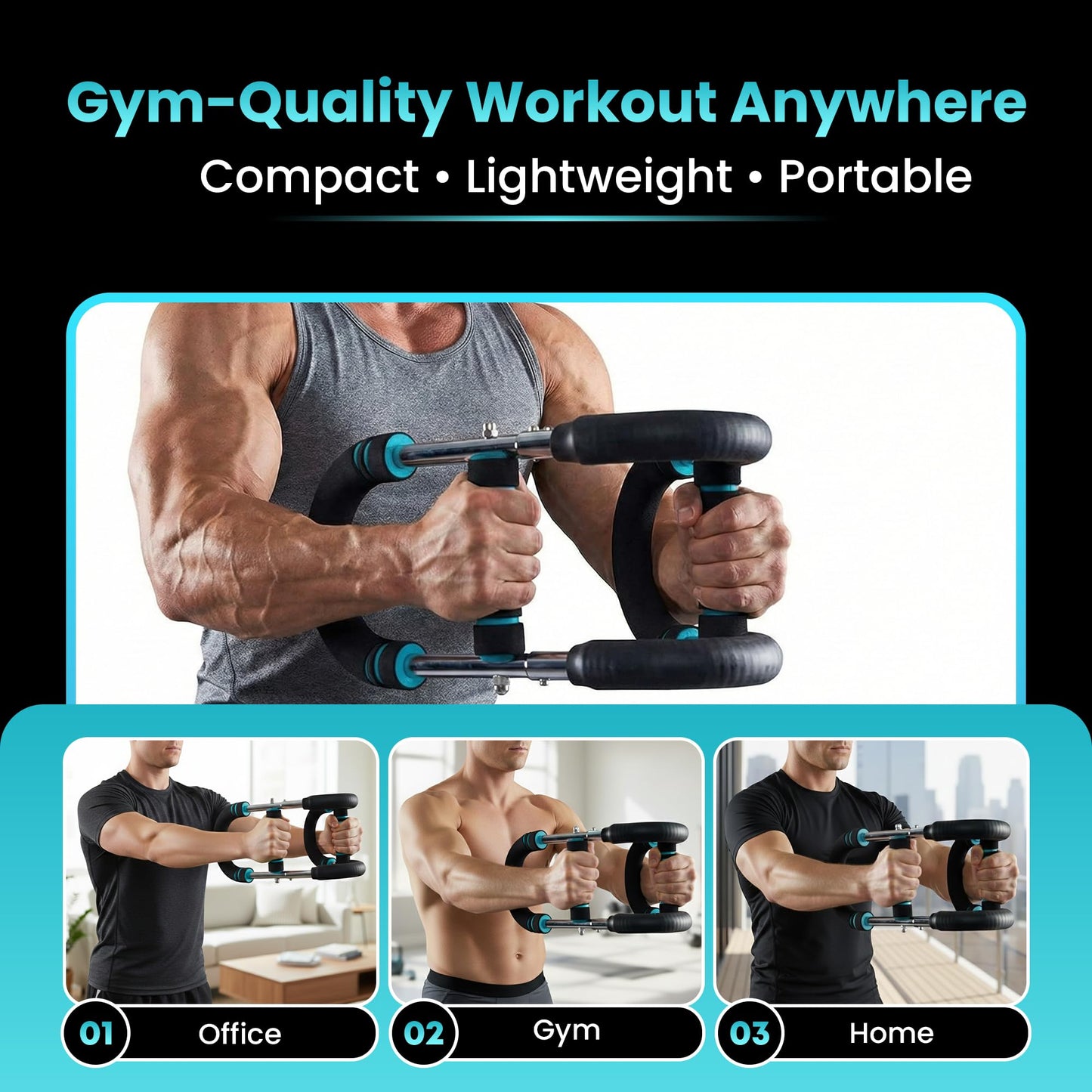 Mr Sculpt Gorilla Bar 90-120lb, Adjustable Twister Arm Trainer for Chest Workout. Muscle Trainer for Enhancing Upper Body Muscle. Home Gym Equipment for Body Strength. Portable Power Twister bar