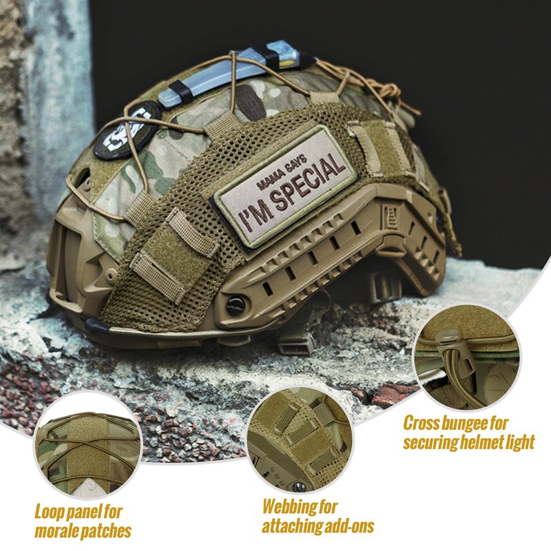OneTigris Helmet Cover No Helmet, Tactical Airsoft Cloth Cover for Ops-Core Fast PJ Helmet in Size M/L, Ballistic FAST Helmet in Size M/L, Non-Ballistic FAST Bump Helmet in Size L/XL, Multicam, Medium