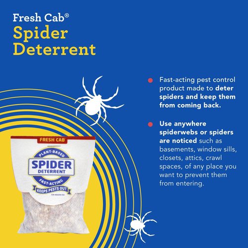 Fresh Cab Spiders Deterrent - Indoor Botanical Pest Deterrent - Safe for Kids & Pets When Used as Directed - Made with Rosemary Essential Oil - 4-Pack