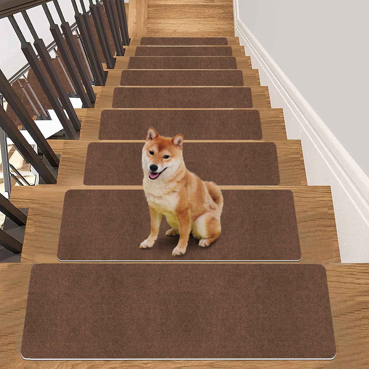 Stair Treads for Wooden Steps Indoor Stair Treads Rugs Anti Slip Carpet for Stairs Runner Non Slip Carpet Mat Rugs Spiral Staircase kit for Elder and Kids