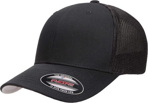 Flexfit Men's Fitted Trucker Hat - Breathable Mesh Design | Classic Black, One Size