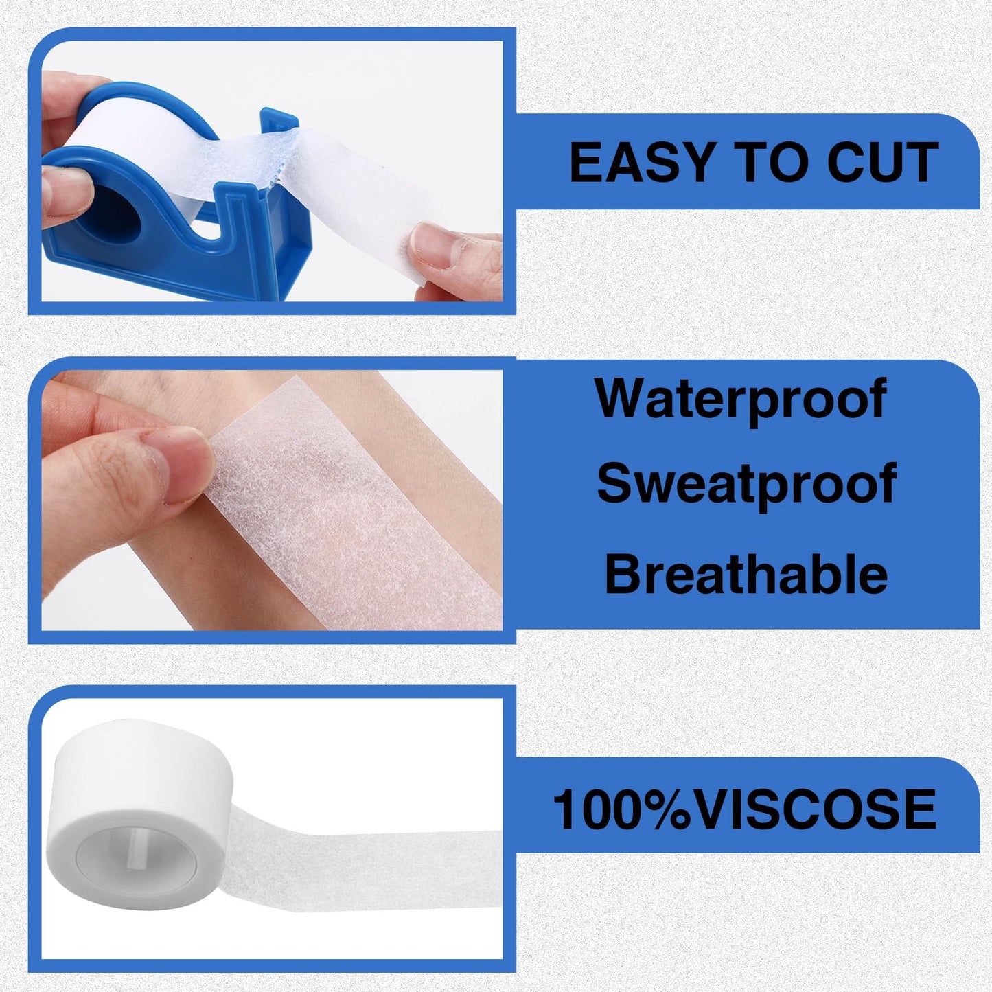 Geiserailie 8 Rolls Paper Tape Medical 1 Inch x 10 Yard Micropore Surgical Tape with 2 Dispenser for Wound Care