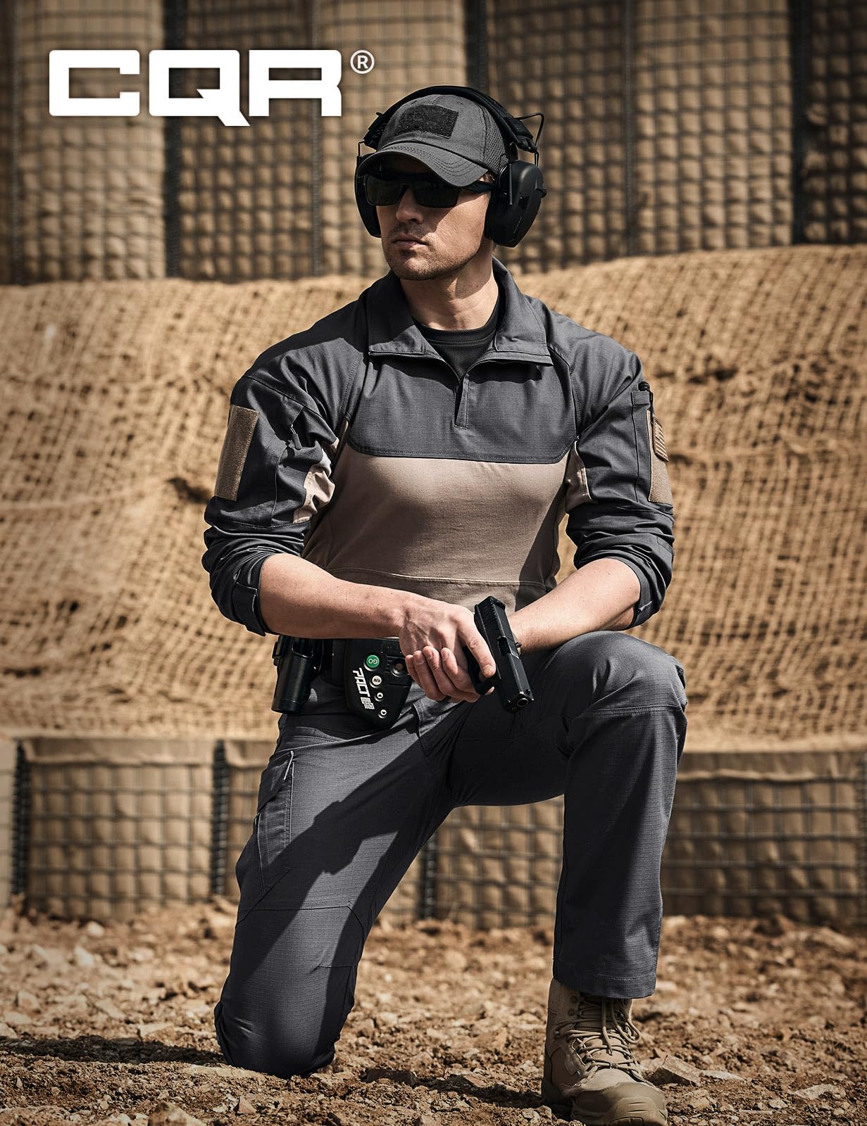 CQR Men's Tactical Pants, Water Resistant Ripstop Cargo Pants, Lightweight EDC Work Hiking Pants, Outdoor Apparel, Raider Mag Pocket Charcoal, 32W x 32L