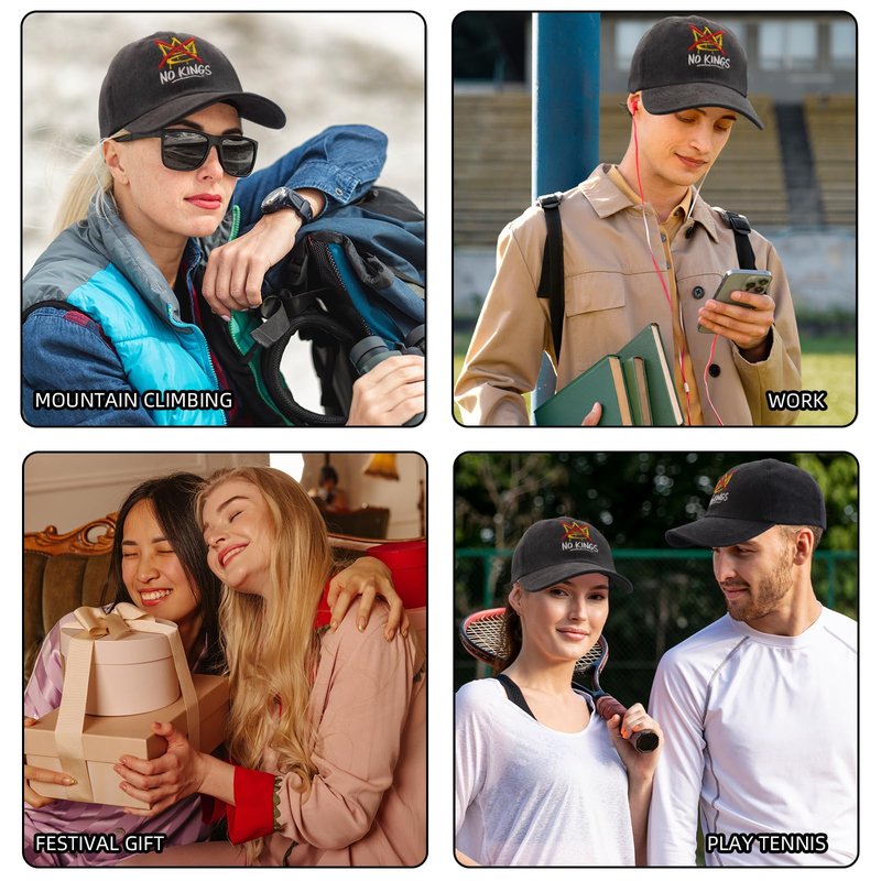 No Kings Hat, No Kings in America Political Hat Men Women, Adjustable Washed Cotton Baseball Caps
