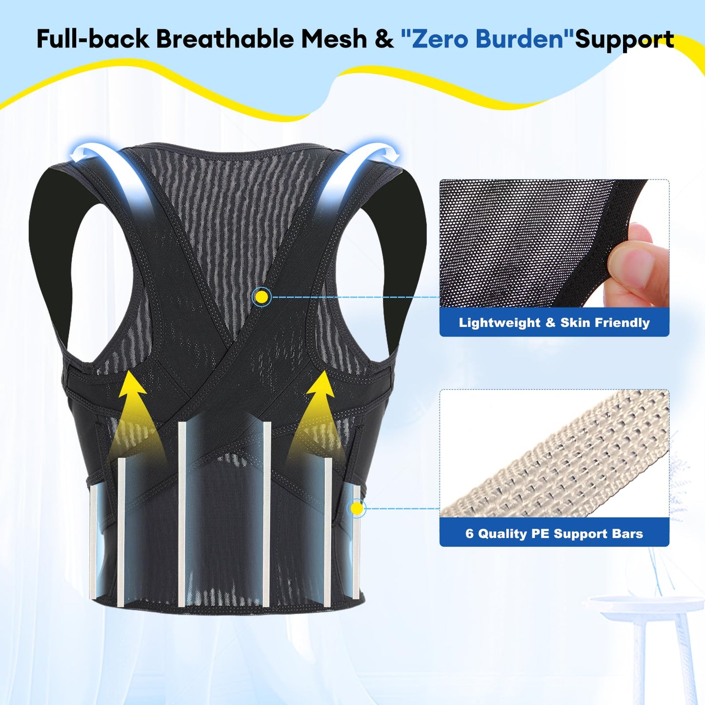babaka Posture Corrector for Kids and Teens Adjustable Full Back Support Brace, Scoliosis, Dowagers Hump, Hunchback, Spine Corrector Boys and Girls (Large, Waist: 23''-27'')