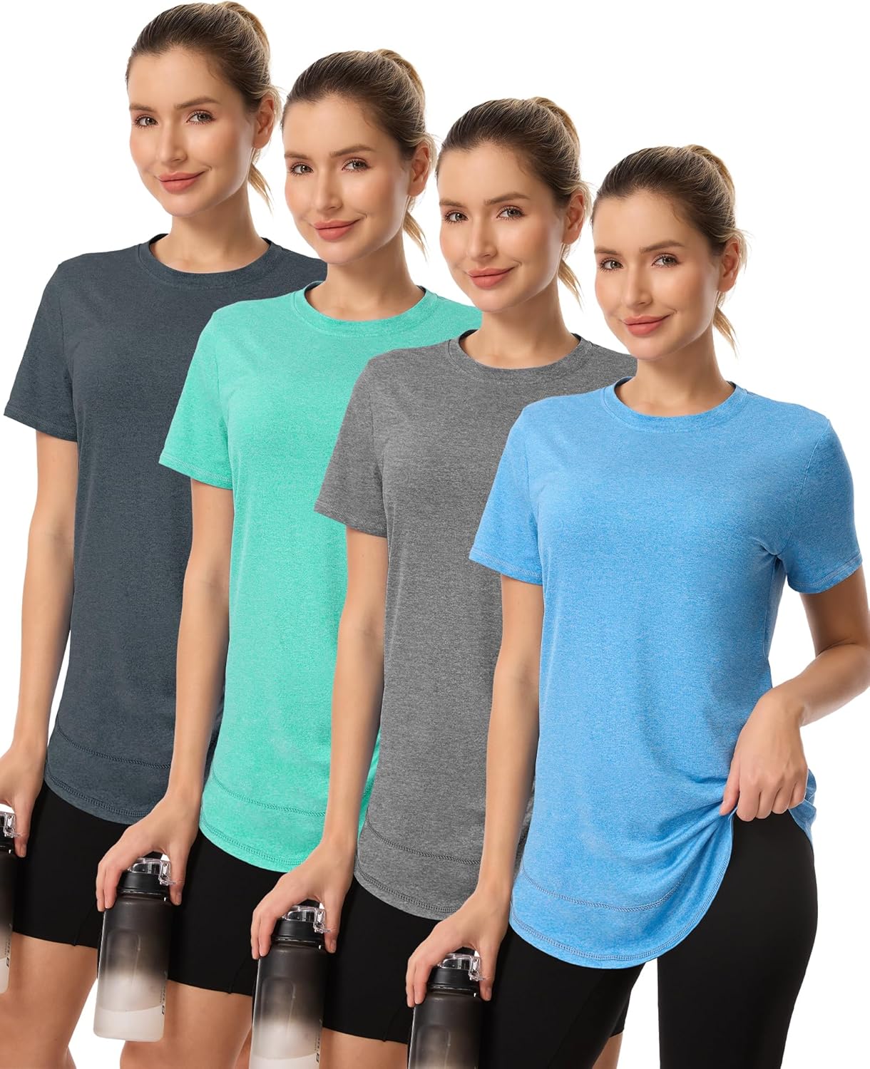 Skiennix Women's Workout Tops - Short Sleeve Sun Protection UPF 50+ | Quick Dry Gym & Hiking Shirts