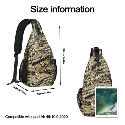 Hunting Camouflage Camo Forest Sling Bag for Women Men Small Crossbody Sling Backpack Travel Hiking Daypack Chest Shoulder Bag