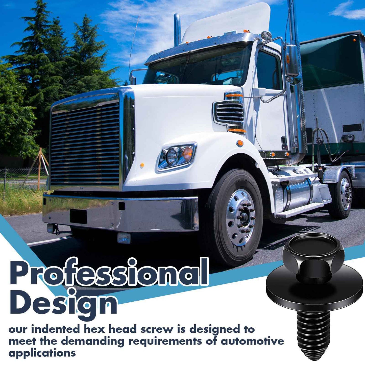 Yaocom 50 Pcs 5/16"-18 x 7/8" Indented Hex Head Body Bolts, Metal Fasteners Automotive Body Screws for Trucks Fender Bolt for Car