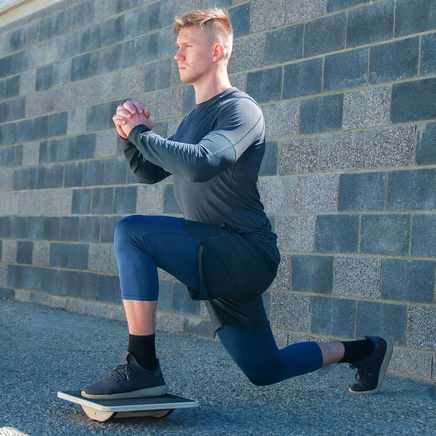 ProsourceFit Wooden Rocker Balance Board - Anti-Slip Core Trainer for Stability & Therapy | 17.5in Black