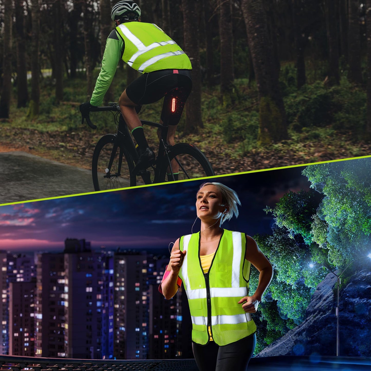 JenPen 10 Pieces Reflective Safety Vests with Pockets and Zipper, High Visibility Mesh Construction Vest for Men Women (XXL)