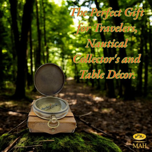 Large 2.8-Inch Antique Brass Compass – “The Road Not Taken” Poem by Robert Frost – Inspirational Gift for Son, Grandson, Graduate & Traveler – Handmade Literary Keepsake with Leather Case & Gift Card