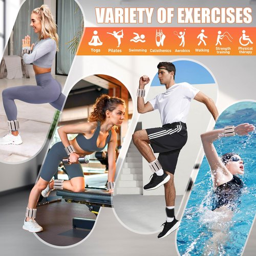 BECOJADDE Ankle Weights for Women Men Adjustable 1LB Wrist Weights Bracelet Set of 2 for Home Gym Weighted Bangles Wristbands Leg Arm Weights for Walking Swimming Running Pilates Yoga Gym, Beige