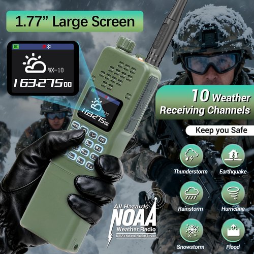 BAOFENG Radio AR-152 PRO Ham Radio Handheld 10W Rechargeable Walkie Talkies Long Range Two Way Radio NOAA Weather Radio GPS,APP Programming Copy Frequency USB Charging Battery Survival Tactical Gear