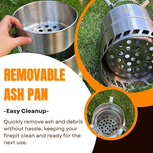 Bestargot Camping Wood Stove, Extra Large Size 8 x 12 inches, Portable Smokeless Fire Pit, Stainless Steel, Windproof & Stackable Gas Burner for Camping, Hiking, Fishing, Hunting, Survival Stove