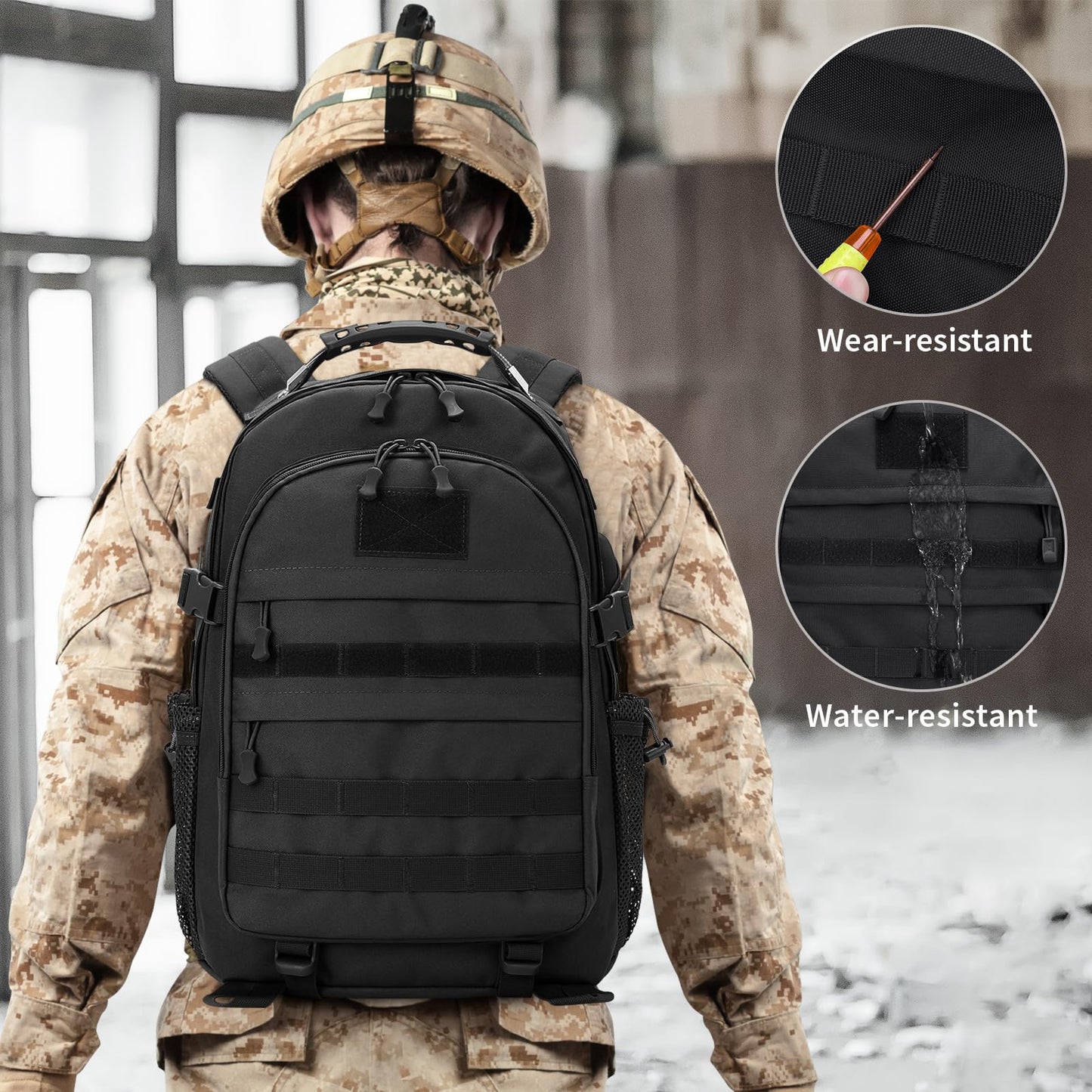 HUNTVP Military Tactical Backpack 40L Large Army 3 Day Assault Pack Molle Bag Backpacks WR Hunting Rucksack Assault Pack