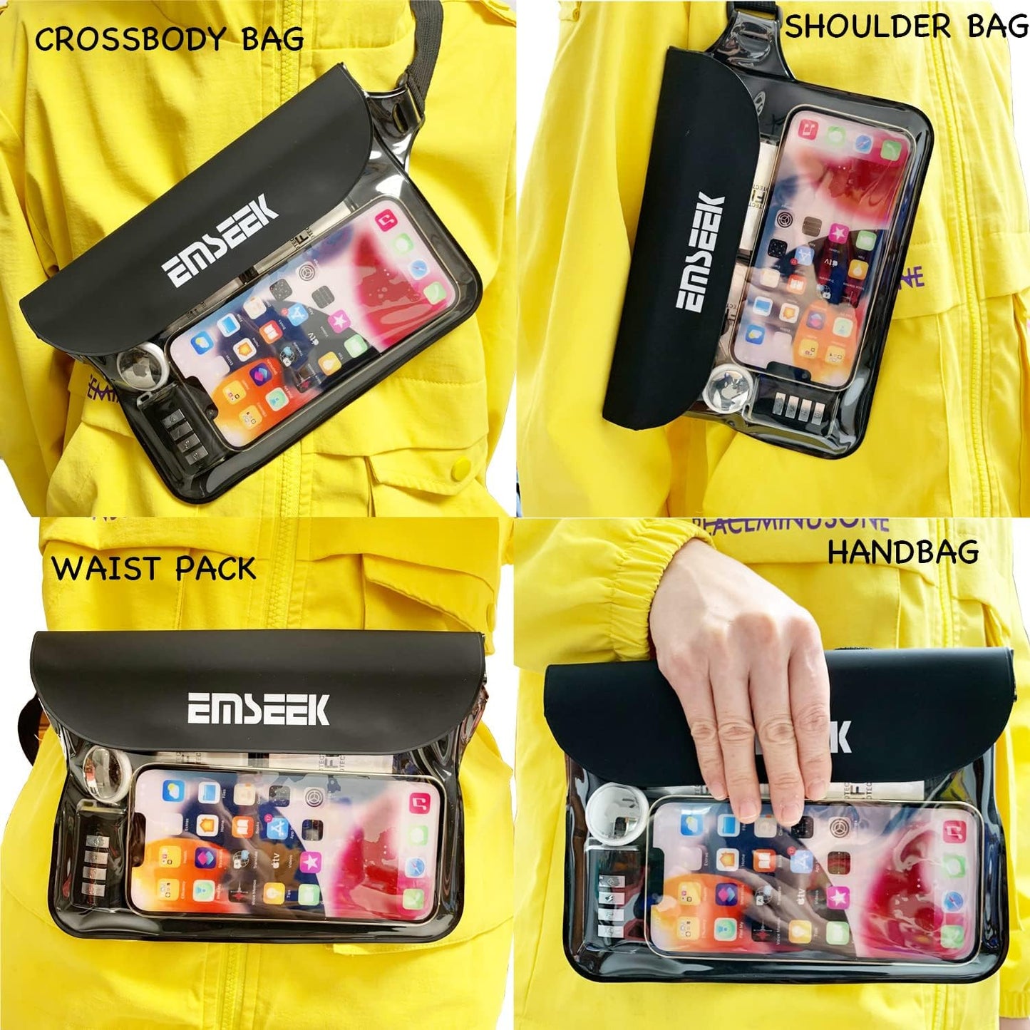 Skiennix Waterproof Waist Pouch - Dry Belt Bag Fanny Pack for Keys, Wallet, Phone | Black