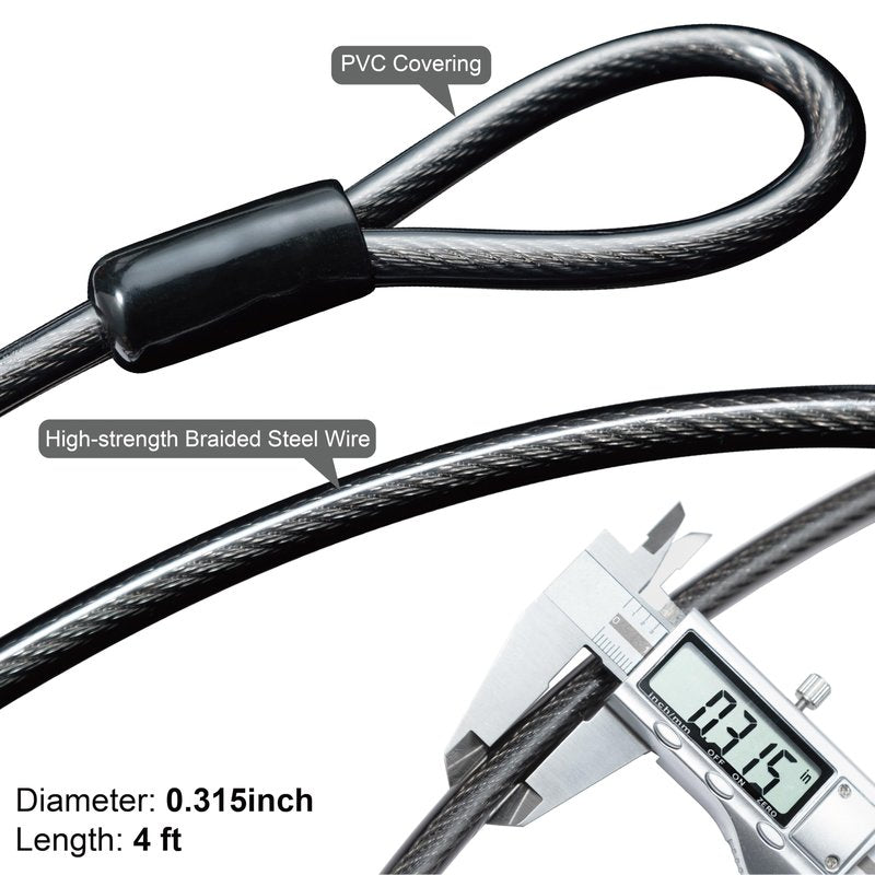 Via Velo Bike U-Lock with Cable, Heavy Duty Anti-Theft Bicycle U Locks with 8mm Braided Steel and 3 Keys, 4ft Length Security Cable for Bike, Scooter Mountain Road Bike