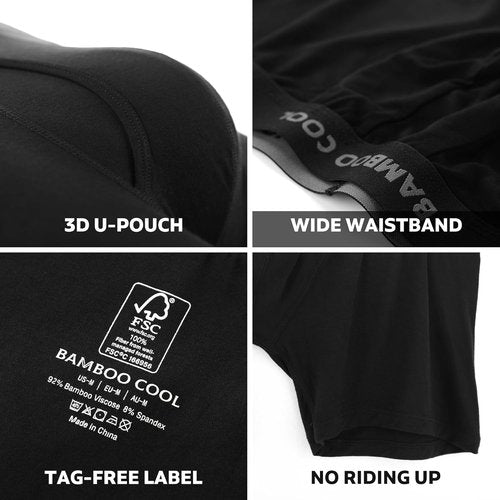 BAMBOO COOL Men's Ultra Breathable Boxer Briefs - No Riding Up Design | Comfortable Flexible Waistband