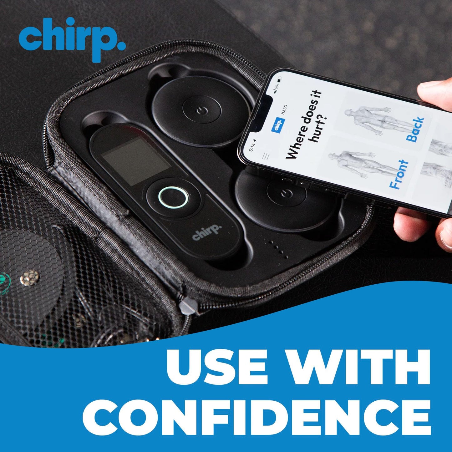 Chirp Halo Wireless Muscle Stimulator, Portable EMS TENS Unit (Double)