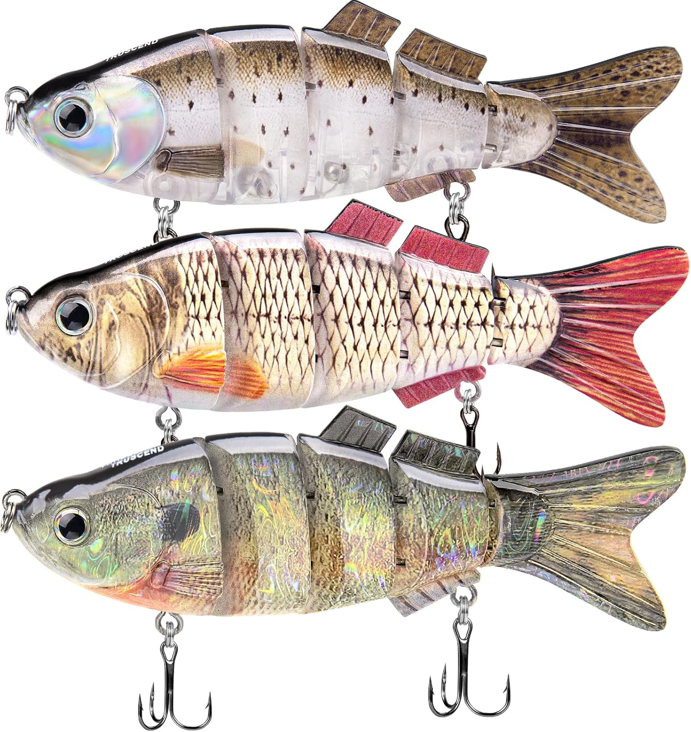 TRUSCEND Swimmax Fishing Lure - Easy Catch Jointed Swimbait with BKK Hook for Bass, Trout & Crappie