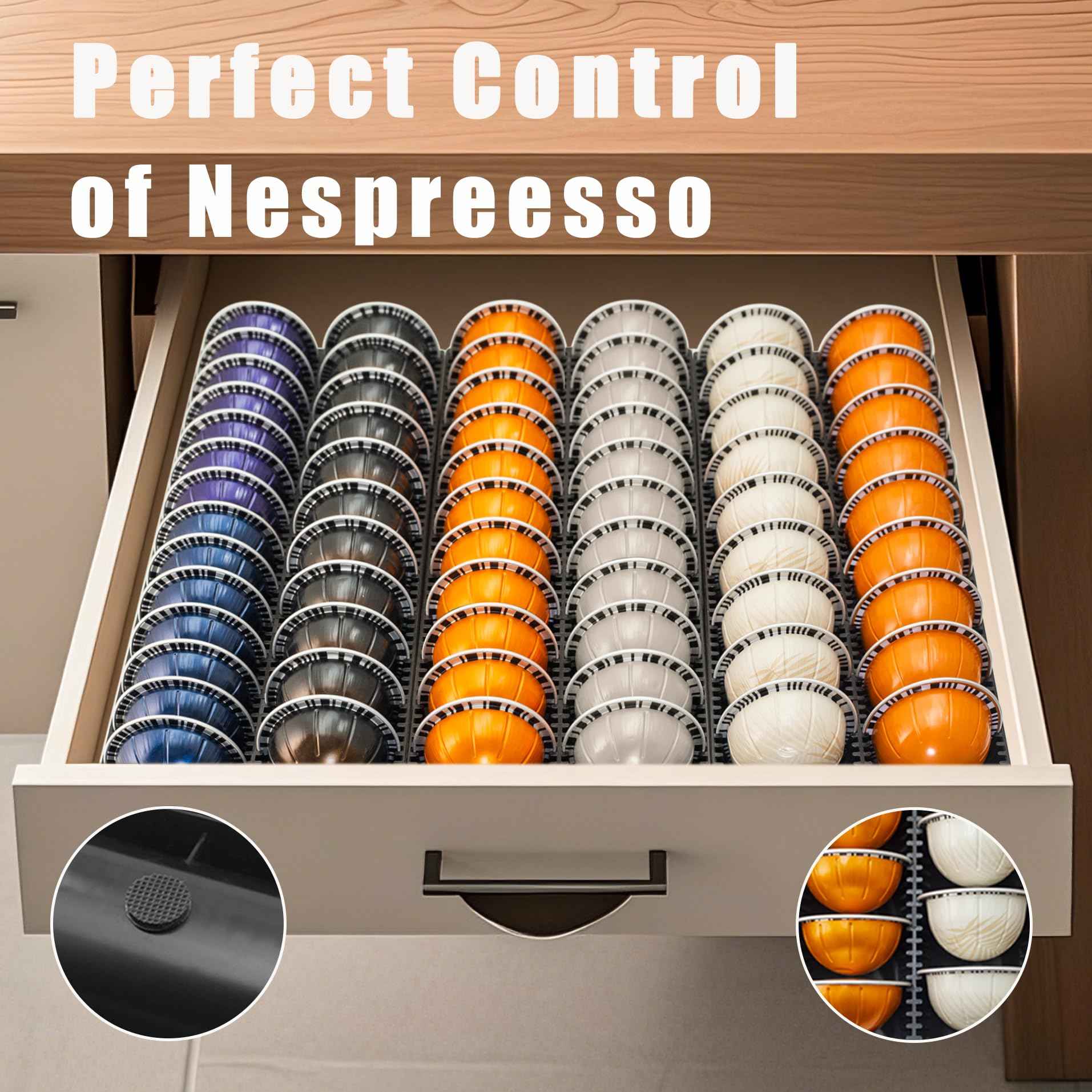 TelKeen Coffee Pod Storage Holder Drawer Insert for Counter Compatible with Nespresso Vertuoline Capsules, Nespresso Pod Holder for Nespresso Vertuo for Home, Office, Coffee Station (3 Packs)