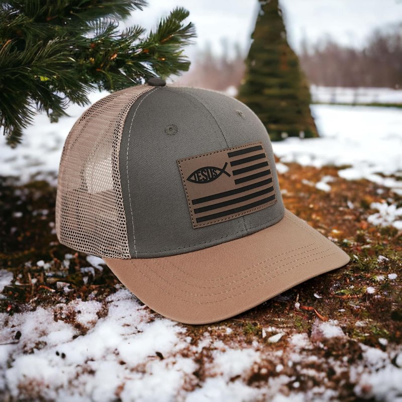 THIN MOUTH Christian Jesus Fish Flag Hat - Faith Snapback Trucker Hat for Men Women - Religious Gifts for Thanksgiving Christmas