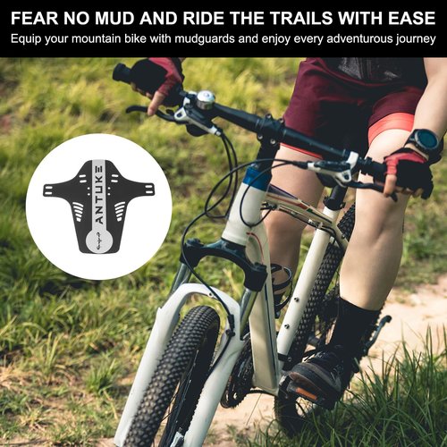 HARFINGTON 2pcs Mountain Bike Mud Guard Front/Rear Mud Guards with Cable Tie Lightweight Fits for MTB Road Bike, Black