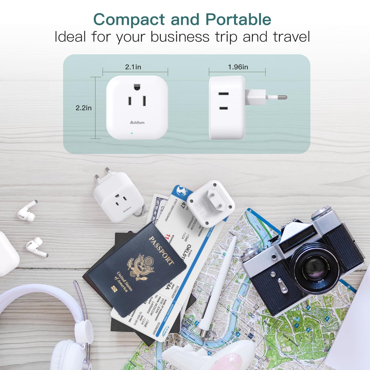 2 Pack European Travel Plug Adapter, US to Europe Plug Adapter with 3 Outlets 3 USB Charging Ports(2 USB C), Type C Adapter Travel Essentials to Most Europe EU Spain Italy France Germany Iceland
