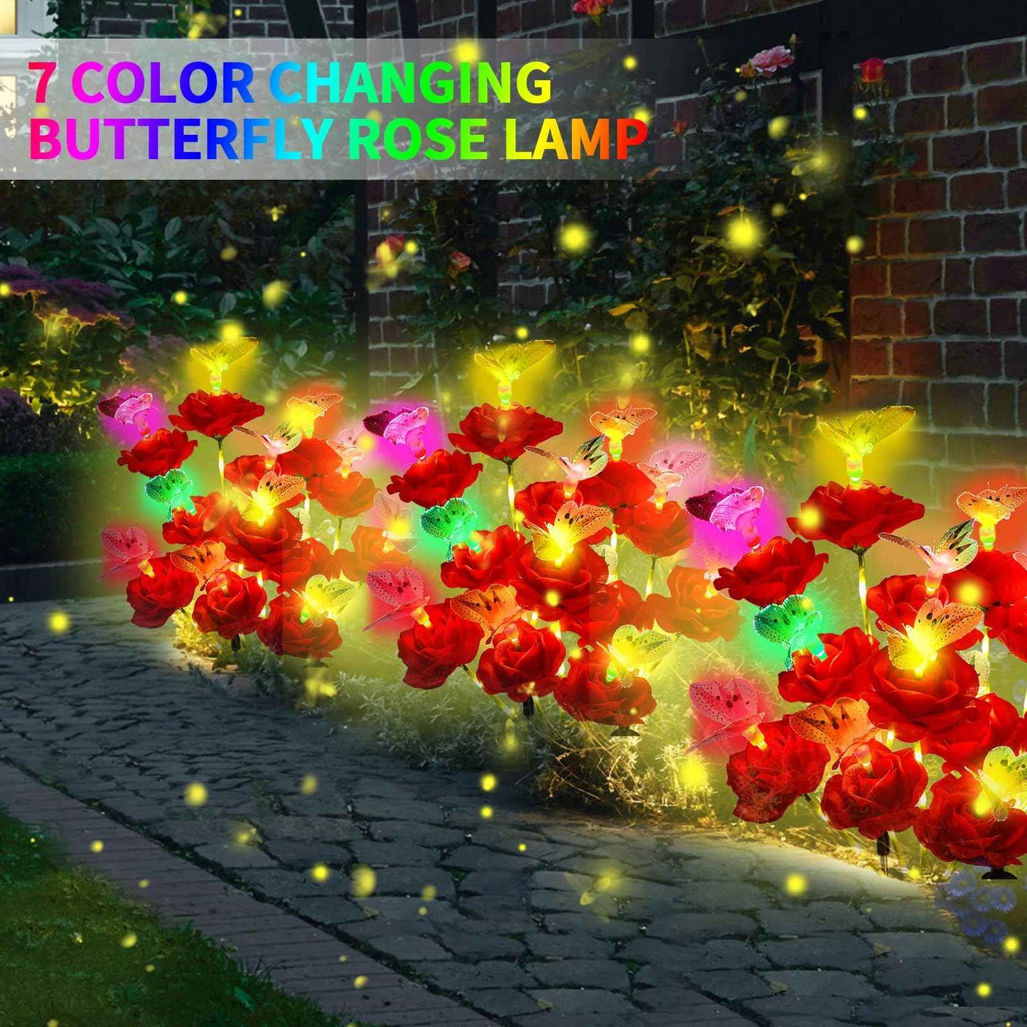 Solar Butterfly Rose Garden Lights Outdoor Waterproof Decorative Flower Garden Decor Yard Patio Lawn Outdoor, Gifts for Mother's Day3 Pack Gifts for Women (Butterfly Rose)