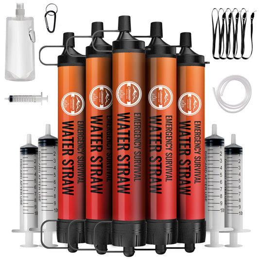 Lormandy Straw Water Filter 5 Pack - Outdoor Camping & Hiking Survival Gear
