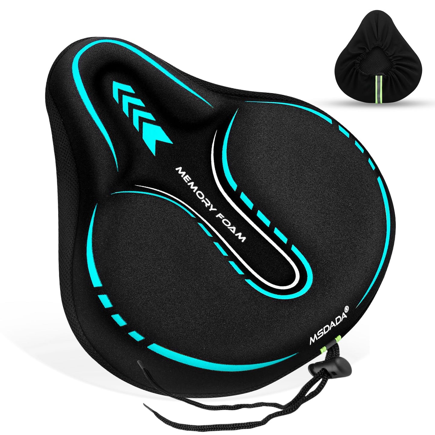 MSDADA New Large Gel Bike Seat Cover, Extra Soft Bike Seat Cushion for Men Women Comfort Wide, Fits Indoor/Outdoor/Exercise Bikes,Light Blue(11inch x 10 inch)