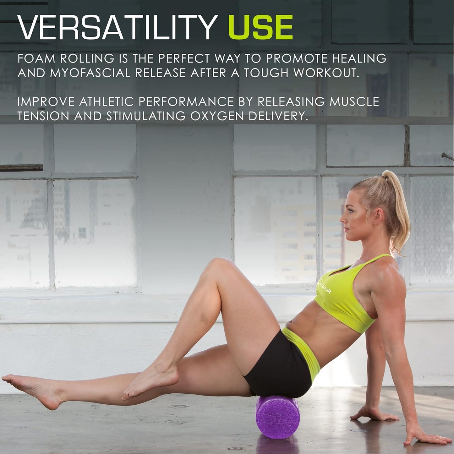 ProsourceFit High Density Foam Roller - 36-Inch Firm Massage Tool for Back Stretching & Yoga | Purple