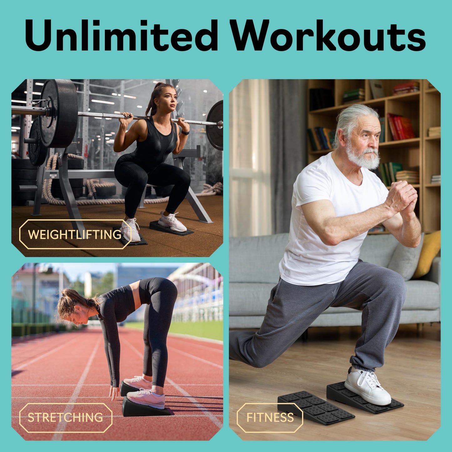 Squat Wedge Block Set of 3 - 960 LBS Capacity - Slant Board for Calf Stretching with 5 Stackable Angles - Calf Stretcher Slant Board - Workout Equipment - EPP Material for Exercise Equipment & Physical Therapy