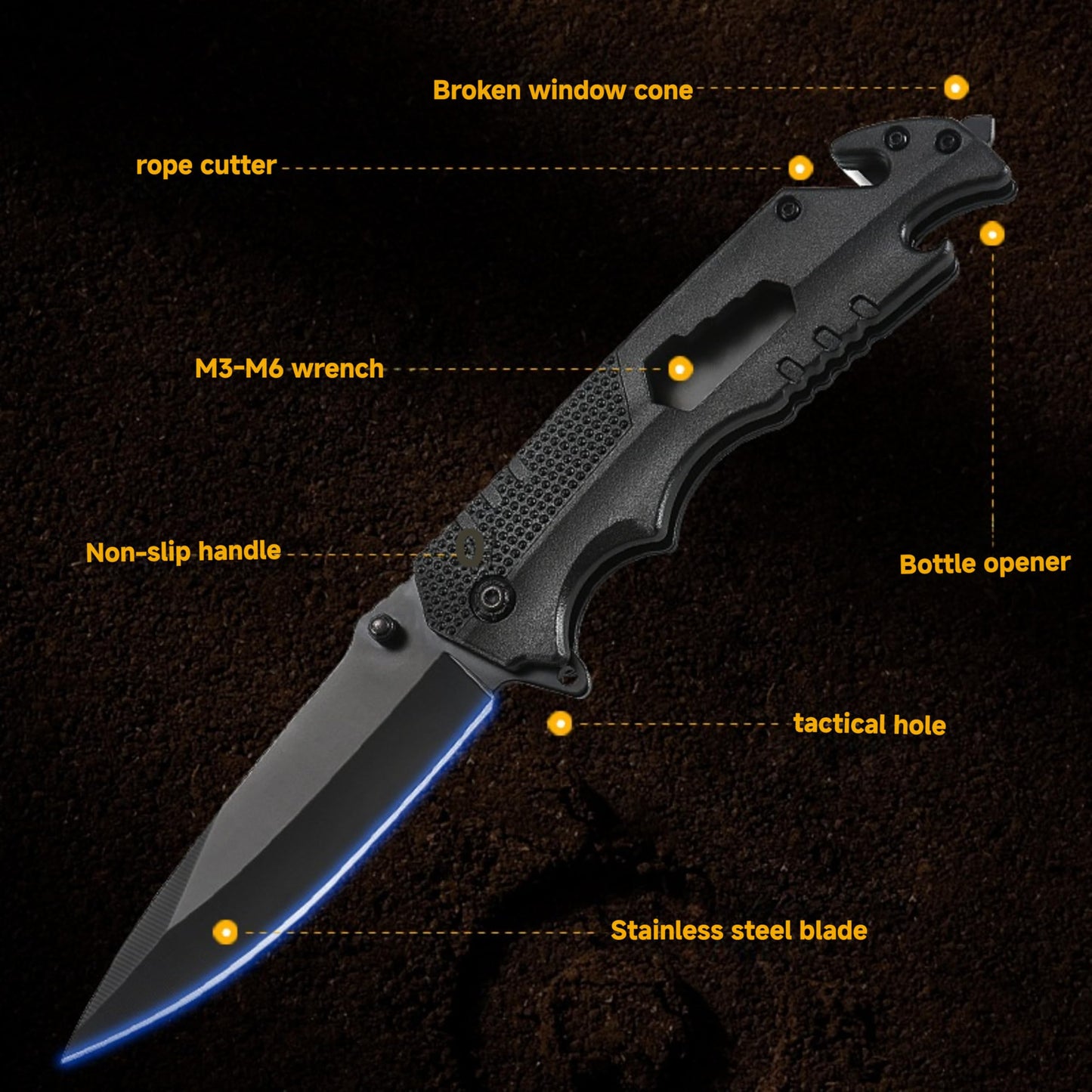 Pocket Knife with Serrated Clip Blade, Folding Pocket Knife for Outdoor Tactical Survival and EDC, Survival Knife Liner-Lock Belt Clip, Hunting, Camping, Broken Glass, Unique Gifts for Friends