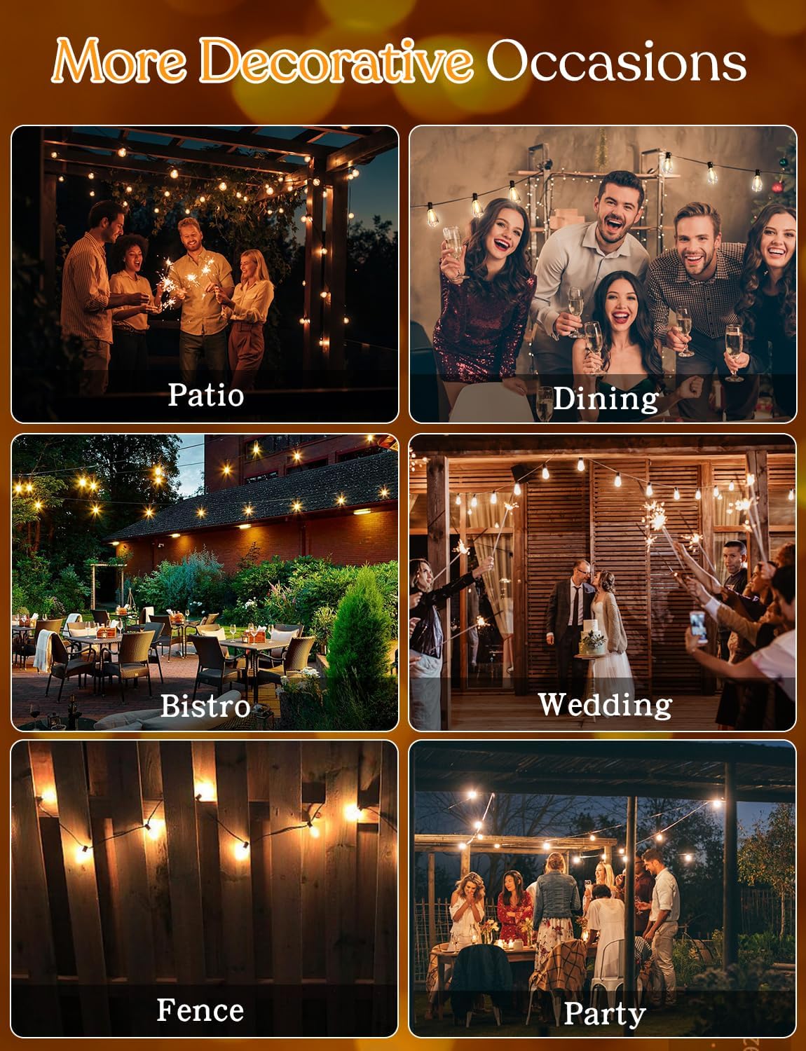 100 FT Waterproof Outdoor String Lights with Dimmable ST38 LED Bulbs - Shatterproof, 3 Light Modes for Patio & Backyard