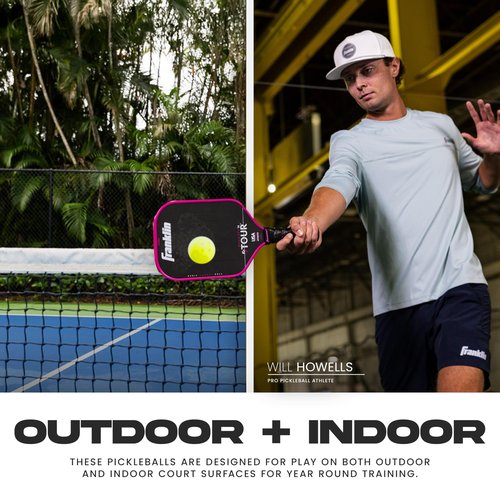 Franklin Sports Outdoor Compact Pickleballs - Training Balls for Pickleball Practice + Skills Training - Mini 69mm Outdoor Balls - Optic Yellow - 3 Pack