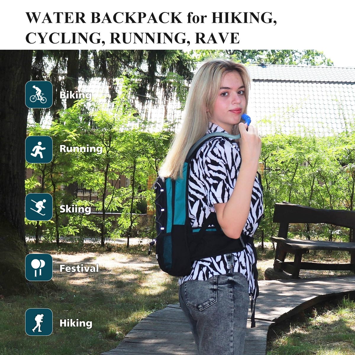 NONSAR Hydration Backpack, Hiking Backpack with 3L Water Bladder, Lightweight Insulation Hydration Pack, Water Backpack for Hiking, Cycling, Running, Festival, Camping for Men Women