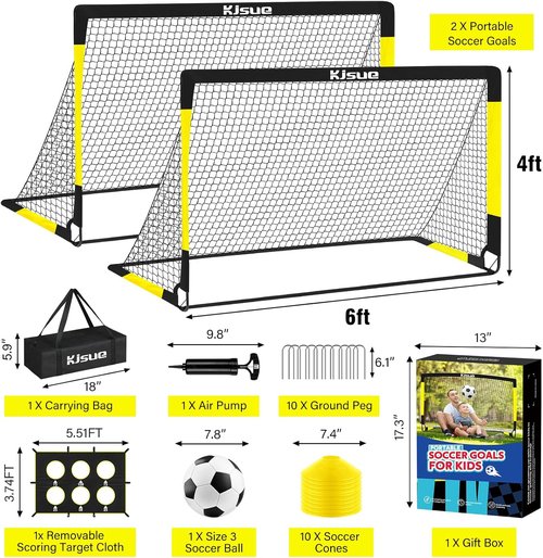 Kids Soccer Goal Set by [Brand Name] - 6x4 Ft Training Equipment for Ages 3-12 | Backyard Soccer Nets
