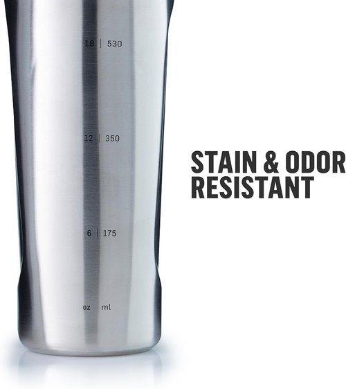 BlenderBottle Radian Shaker Cup - Insulated Stainless Steel Water Bottle with Wire Whisk | 26-Ounce, Matte Black