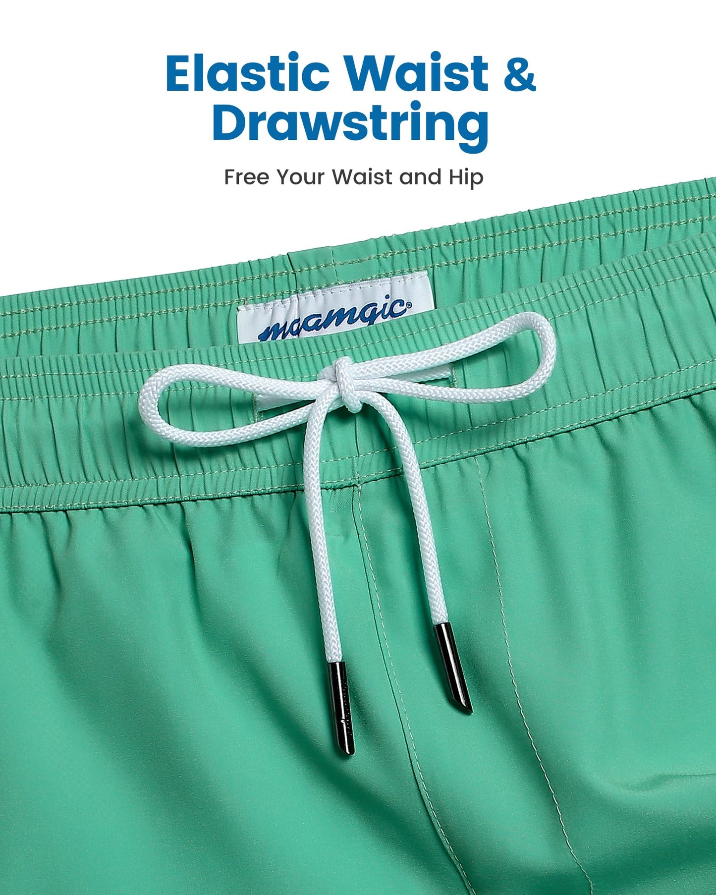 maamgic Mens Swim Trunks with Compression Liner Short Stretch Mens Bathing Suit Quick Dry Swimming Trunks Swimsuit Green Medium