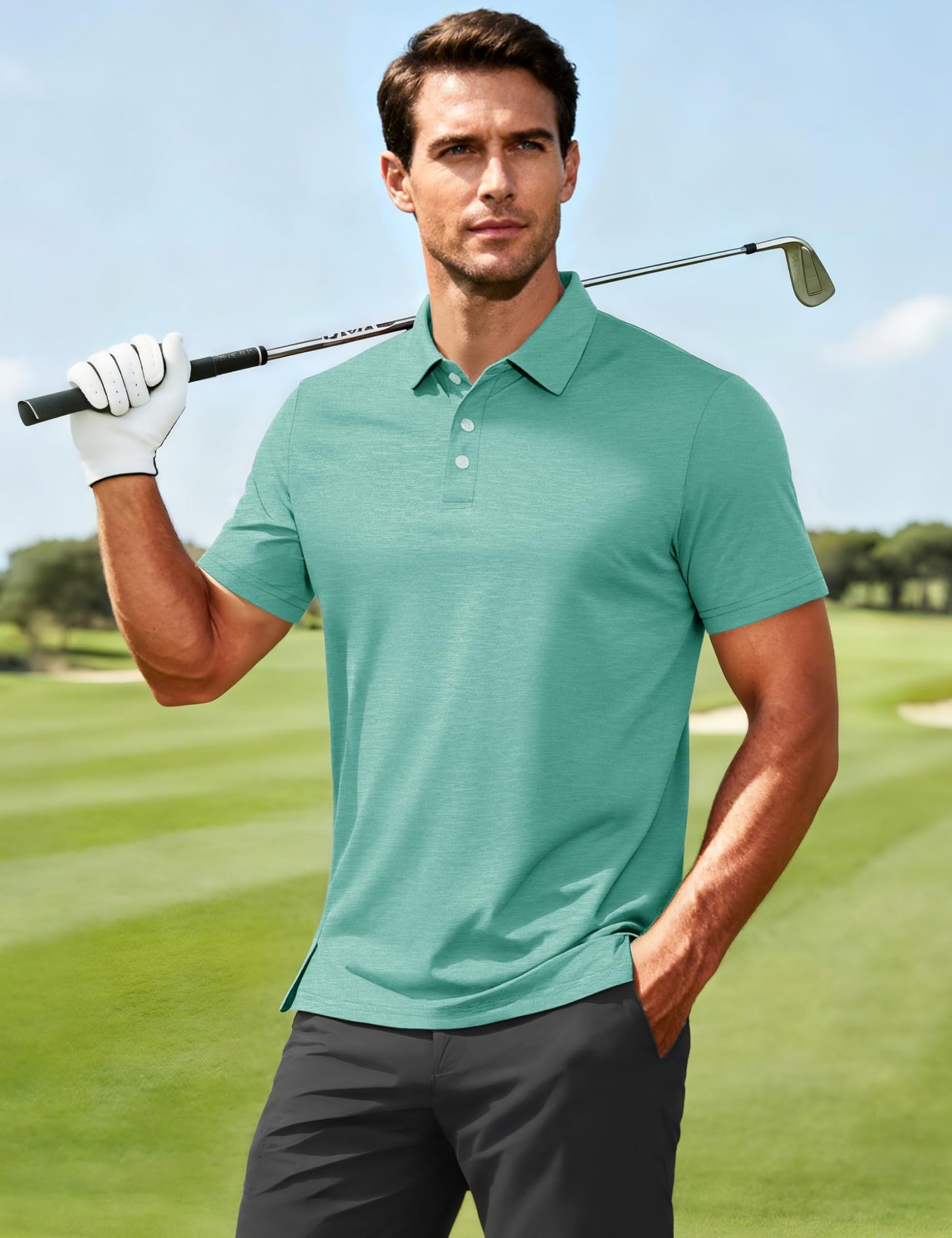 MAGCOMSEN Golf Shirts for Men Short Sleeve Moisture Wicking Athletic Collared Shirt Casual Lightweight Work Outdoor Polos