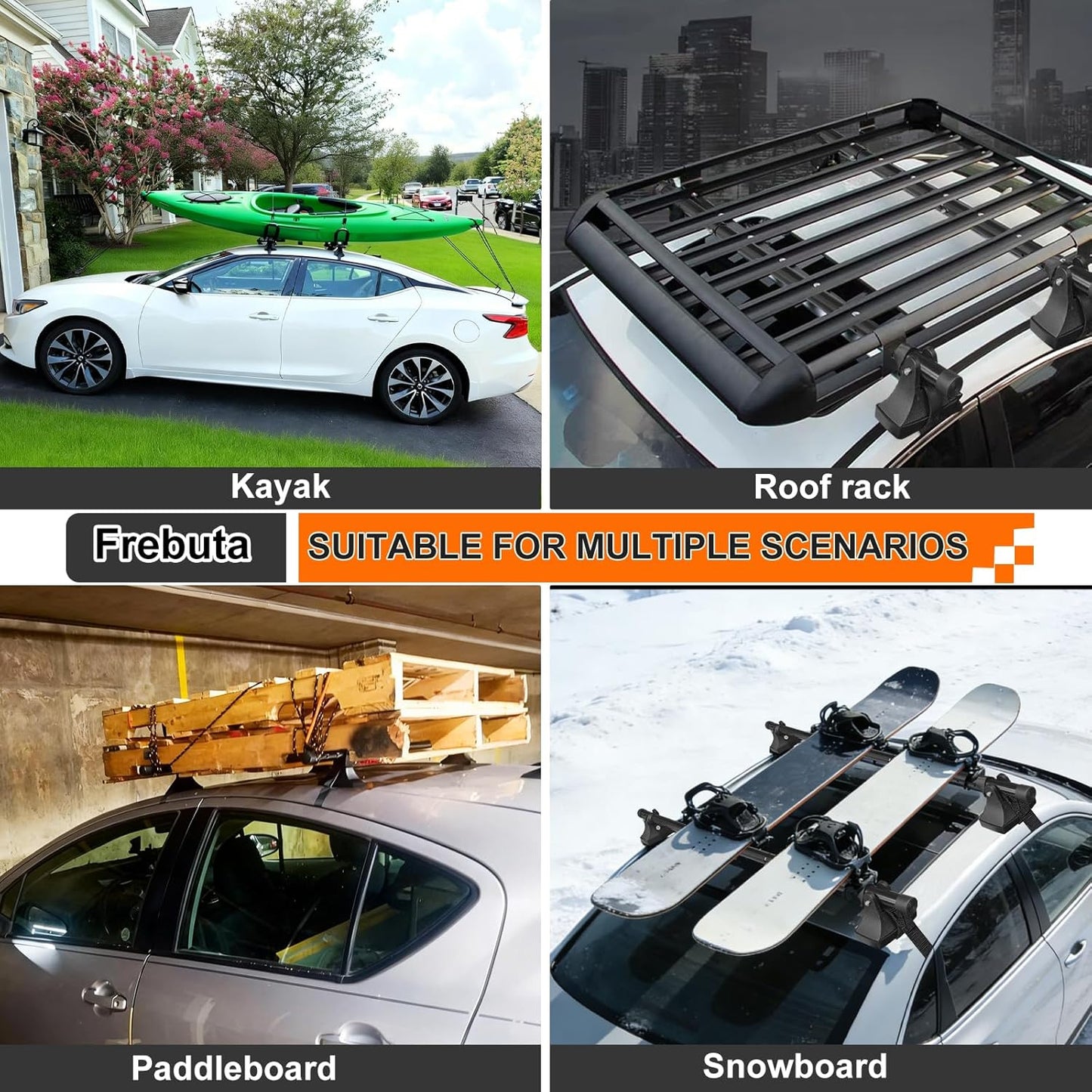 Skiennix 48-Inch Car Roof Rack Cross Bars - 220lbs Capacity for Compact Cars | Durable Anti-Warping Design