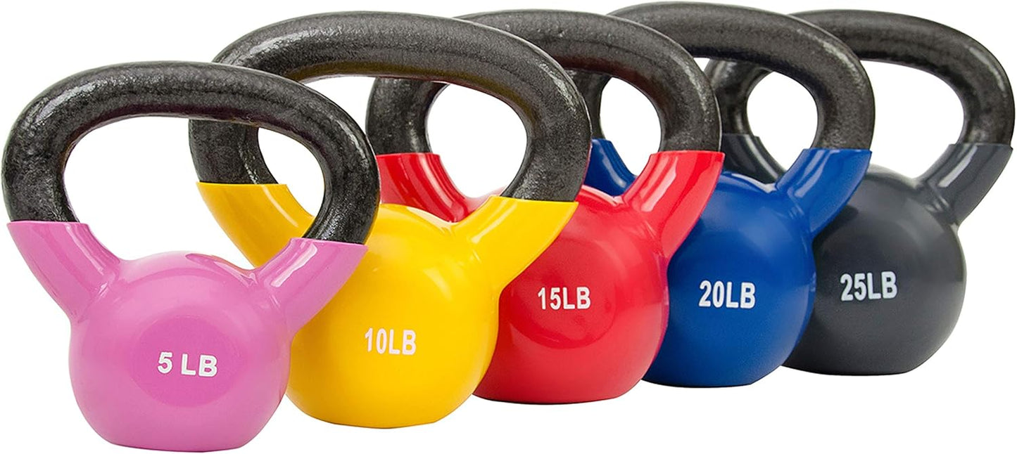 Sunny Health & Fitness Kettlebell - Vinyl Coated for Strength Training & Swinging | 5-25 Pounds Available