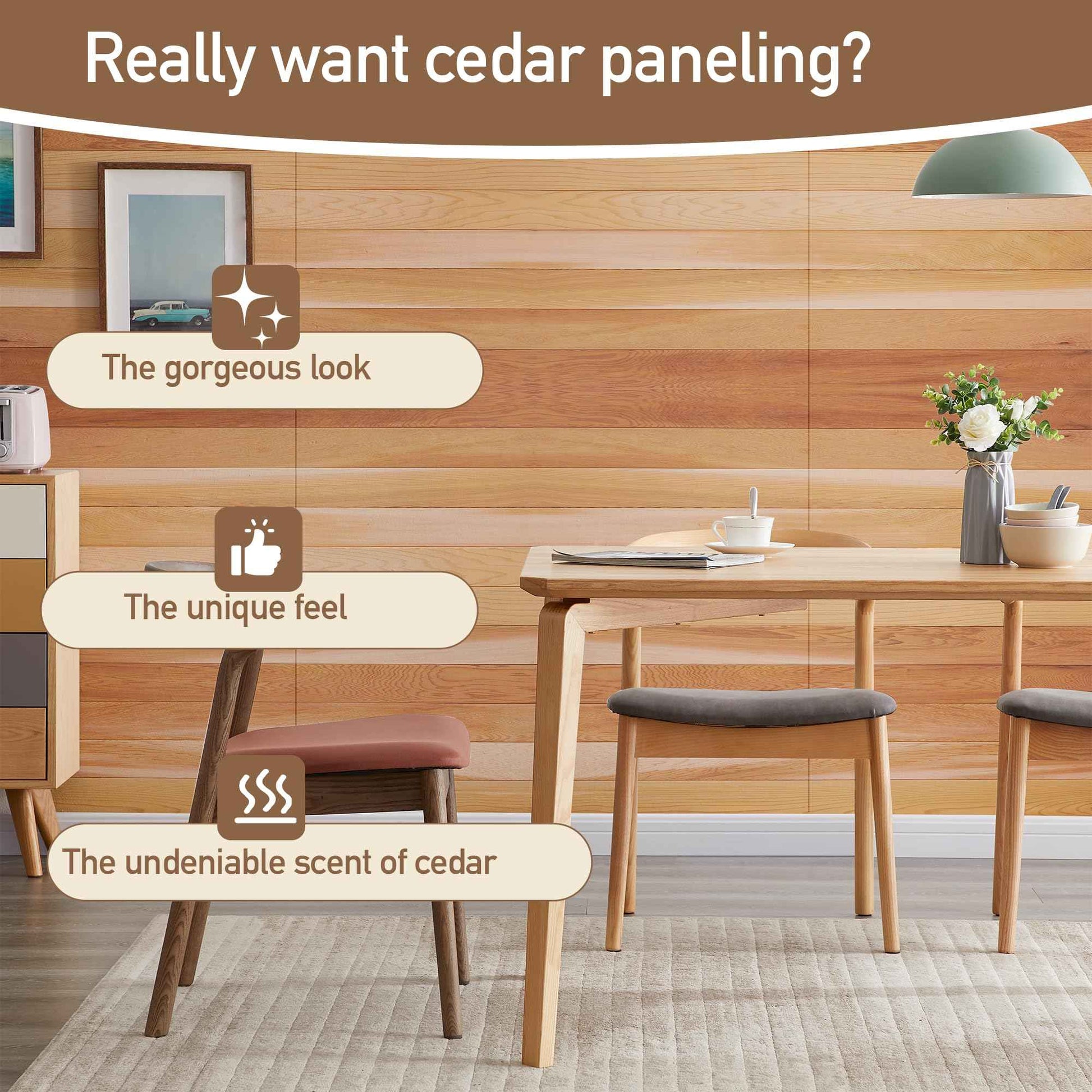 Cedar Tongue and Groove Wall Panels 3 ft Long – Natural Cedar Wood Panels for Walls, Saunas, and DIY Projects (Covers 9.7 sq ft) – Decorative Wood Wall Panels for Interior & Exterior Use